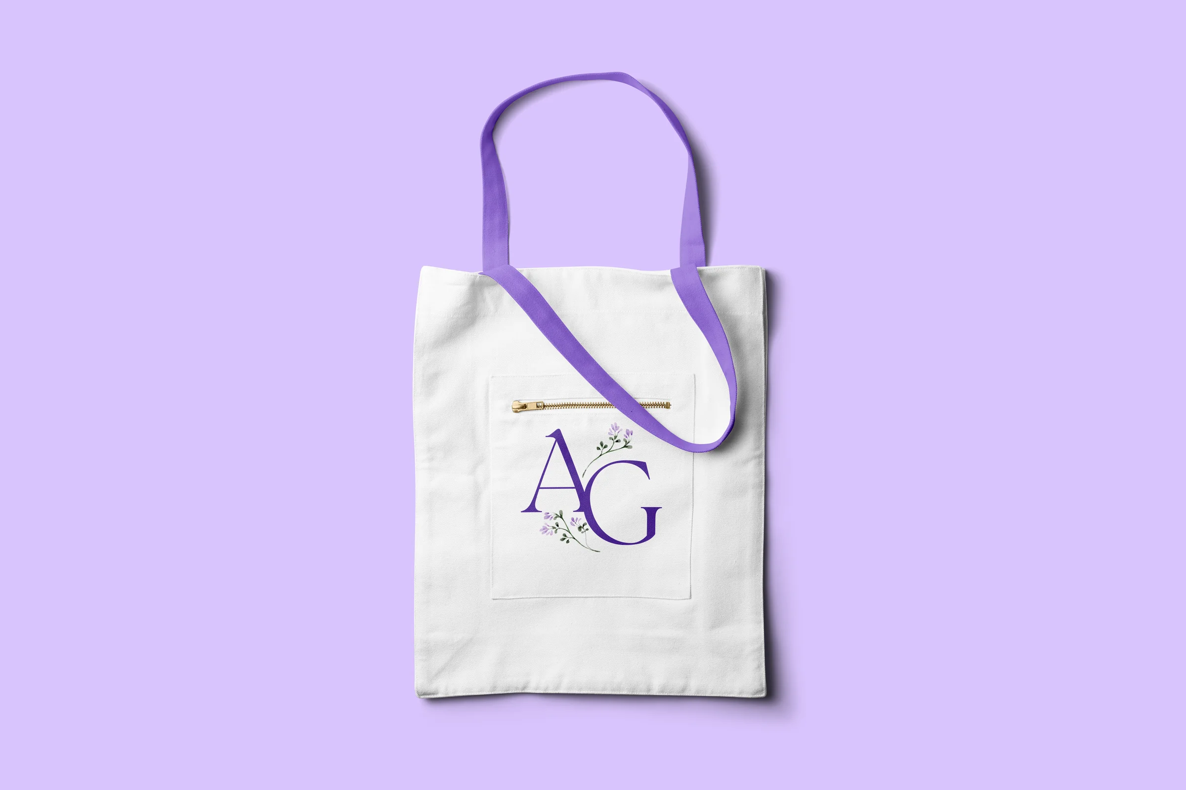 Sacola personalizada com o monograma AG